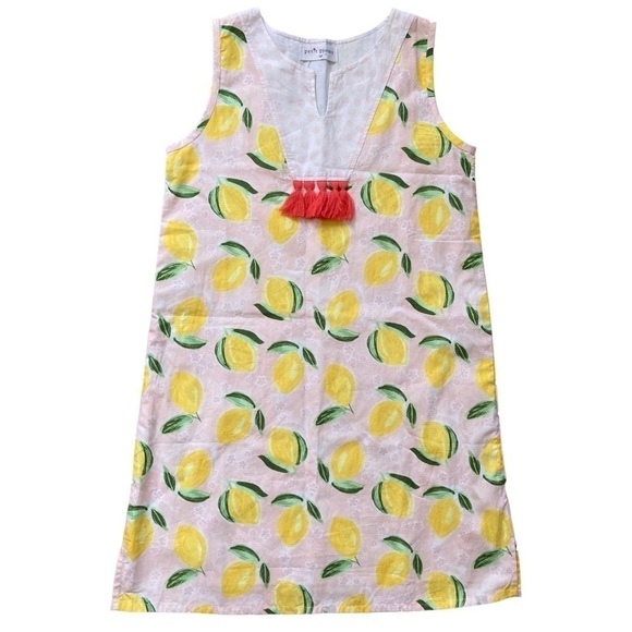 Petit Peony Girls Lemon Shift Dress with Contrast Tassel - Picture 1 of 8
